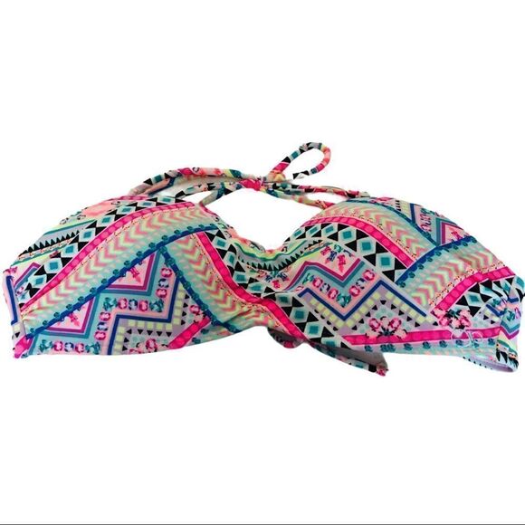 OP Colorful Print Bikini Top Size Medium - Picture 1 of 4